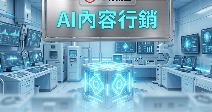 科技未來感空間與巨型水晶能量柱展示AI內容行銷與品牌敘事 - AI行銷王 (AI Marketing King) 專屬視覺。 Futuristic tech chamber with a giant crystal column showing AI content marketing and brand storytelling - AI行銷王 (AI Marketing King) 專屬視覺.